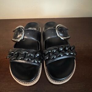 Vince Camuto Black Sandals with Chain/Buckle Accents